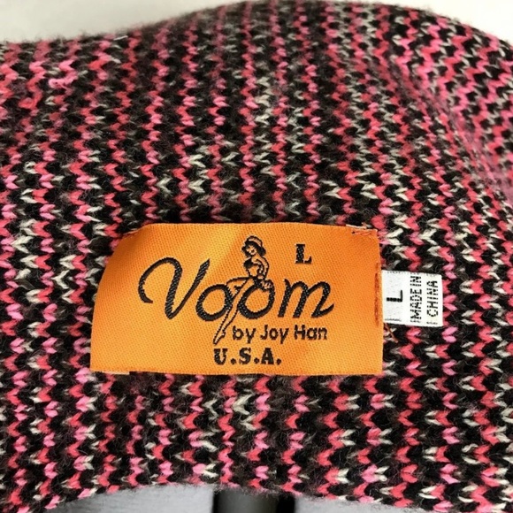 Voom By Joy Han Cardigan Women's Large Vintage 90s Open Front Fringe High Low - Picture 5 of 6